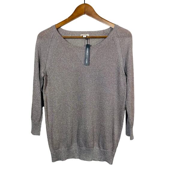NEW! Gap Metallic Knit Scoop Neck Top 3/4 Sleeve Casual - XS - Picture 1 of 4